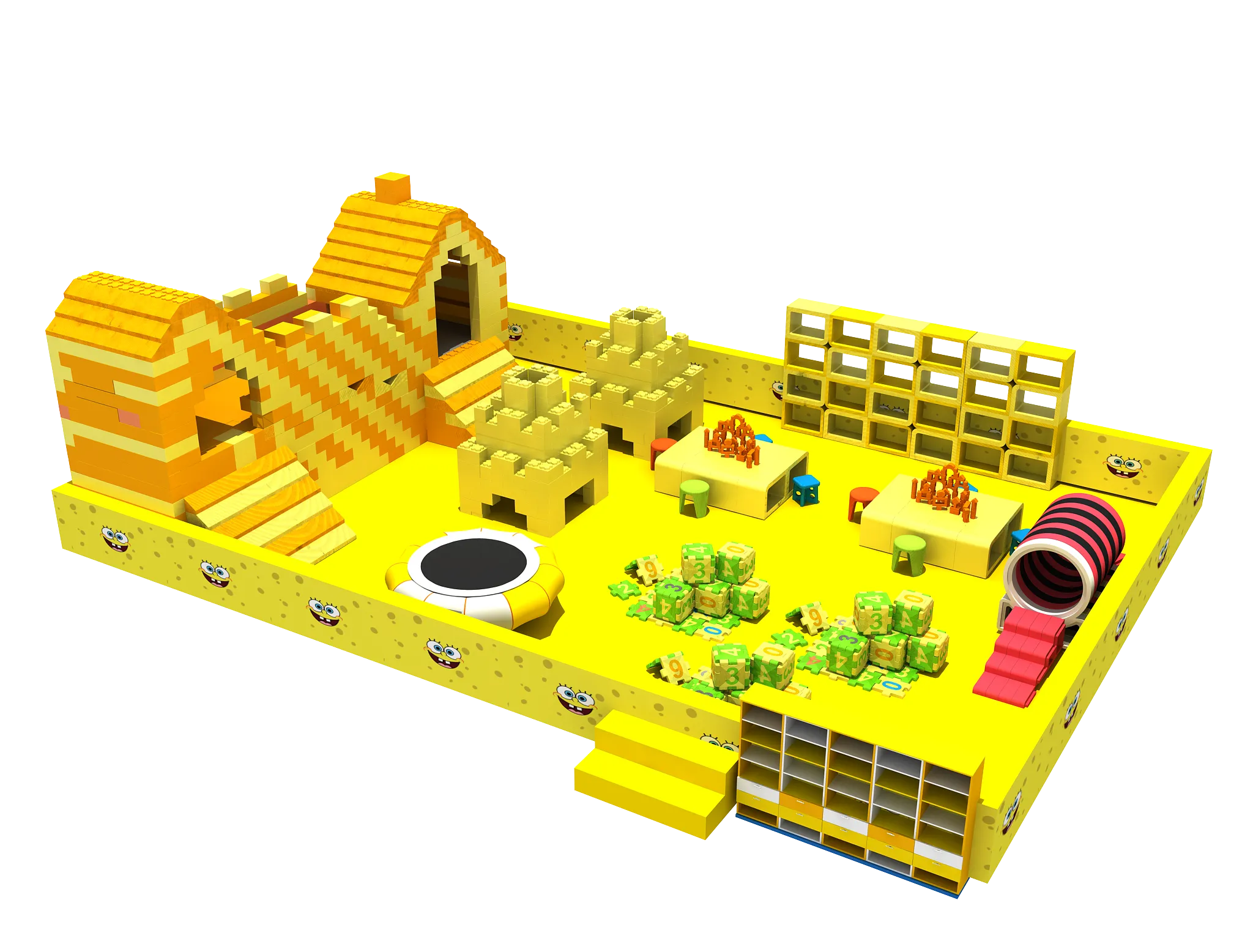 Custom Indoor Kids' Paradise with Building Blocks & Ball Pit