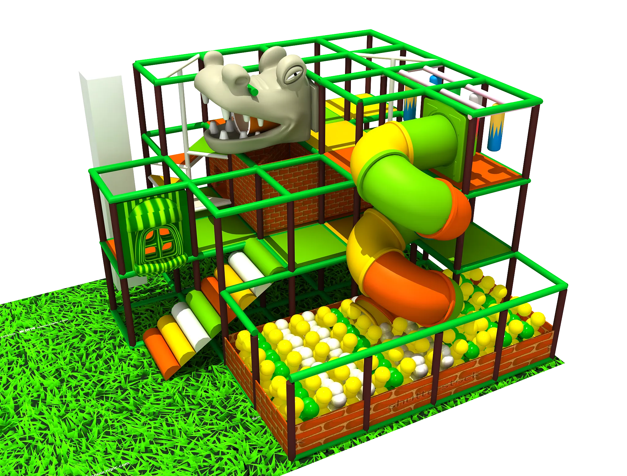 the Jungle Series Kids Indoor Playground includes animal-shaped slides