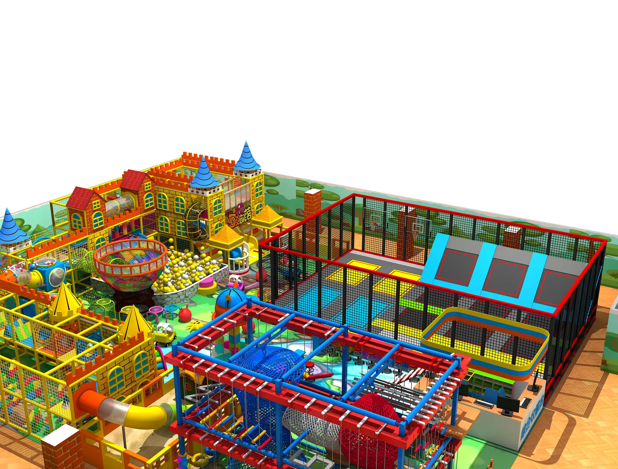 ocused on "physical fitness and exploration", it features multi-level climbing frames, composite slides (including spiral, wave, and enclosed tube types), rope bridges, and obstacle challenge tracks.