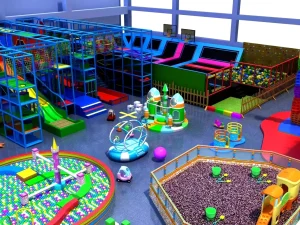 indoor naughty castle with a trampoline area