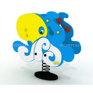 This kids' spring rocking horse features a charming octopus design—its round