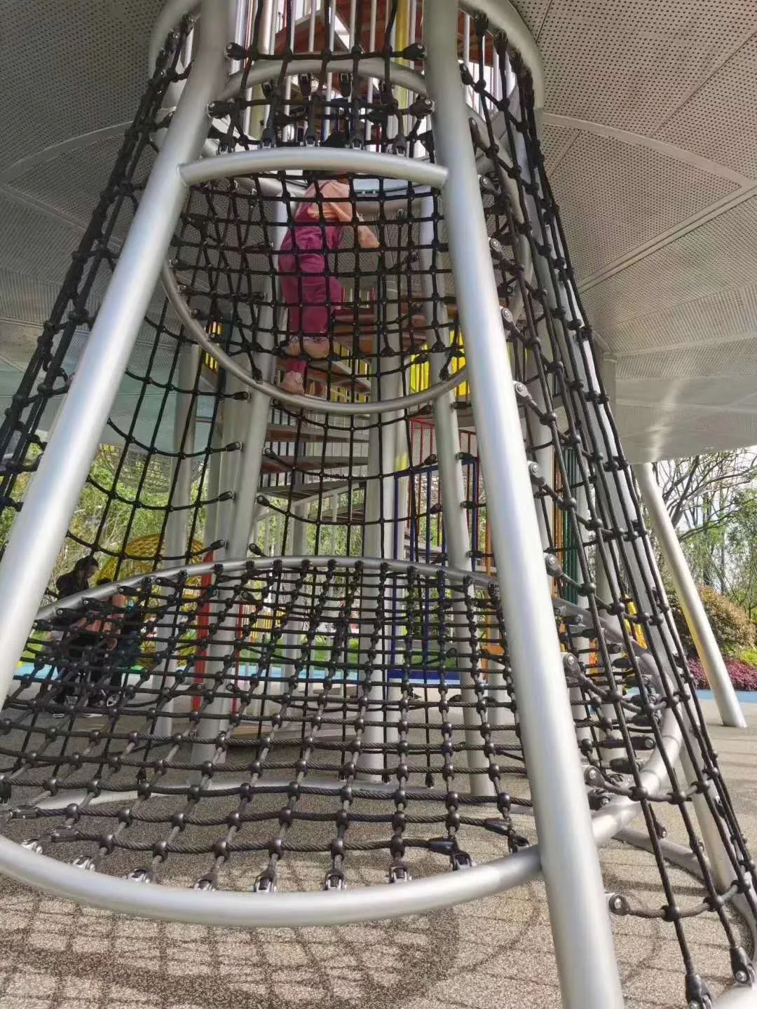 climbing playground equipment in the park